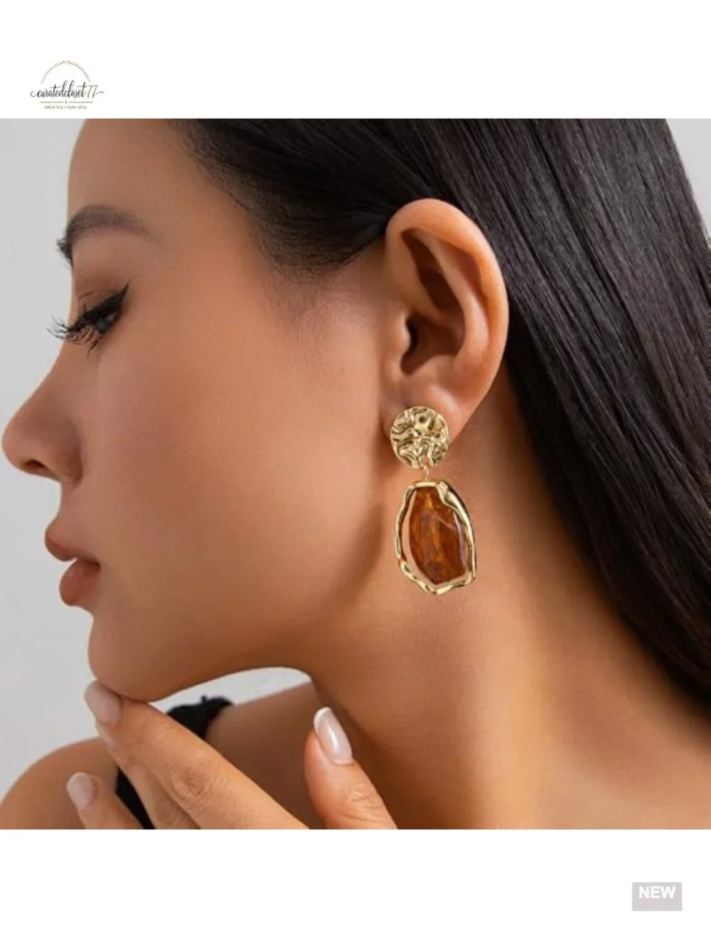 Dainty Irregular Crystal Drop Dangle Earrings 14K Gold Plated Geometric Zircon